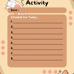 Beige and Brown Cute Cat Daily Planner