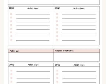 Black White Monthly Goals Planner - Etsy