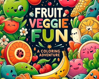 Printable Fruit and Veggie Fun: A Coloring Adventure - 20 Coloring Pages - Instant Download