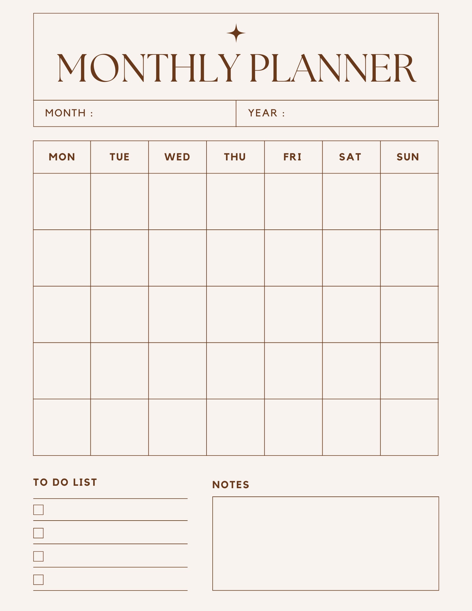 Beige Minimalist Monthly Organizer Planner - Etsy