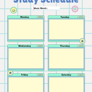 Blue Green Simple Study Schedule Planner