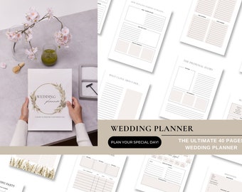 Printable Wedding Planner PDF | Wedding Binder | Bridal Organizer | Wedding Checklist | Wedding Planning Book | A5 & US Letter