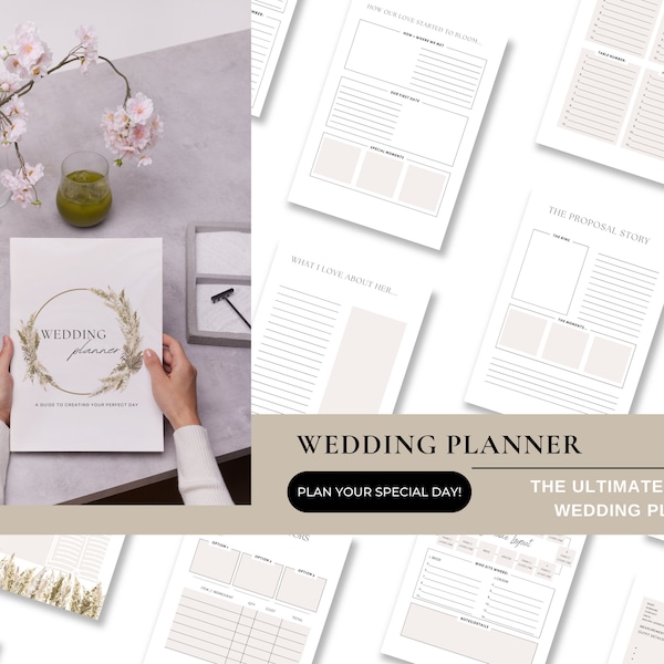 Printable Wedding Planner 40 Pages | Wedding Planning Book | Wedding Planner Two Sizes PDF US Letter and A5