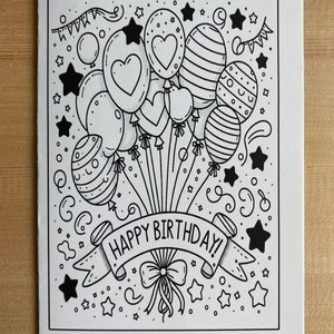 Carte d'anniversaire imprimable, carte à colorier personnalisée, cadeau d'anniversaire - téléchargement immédiat