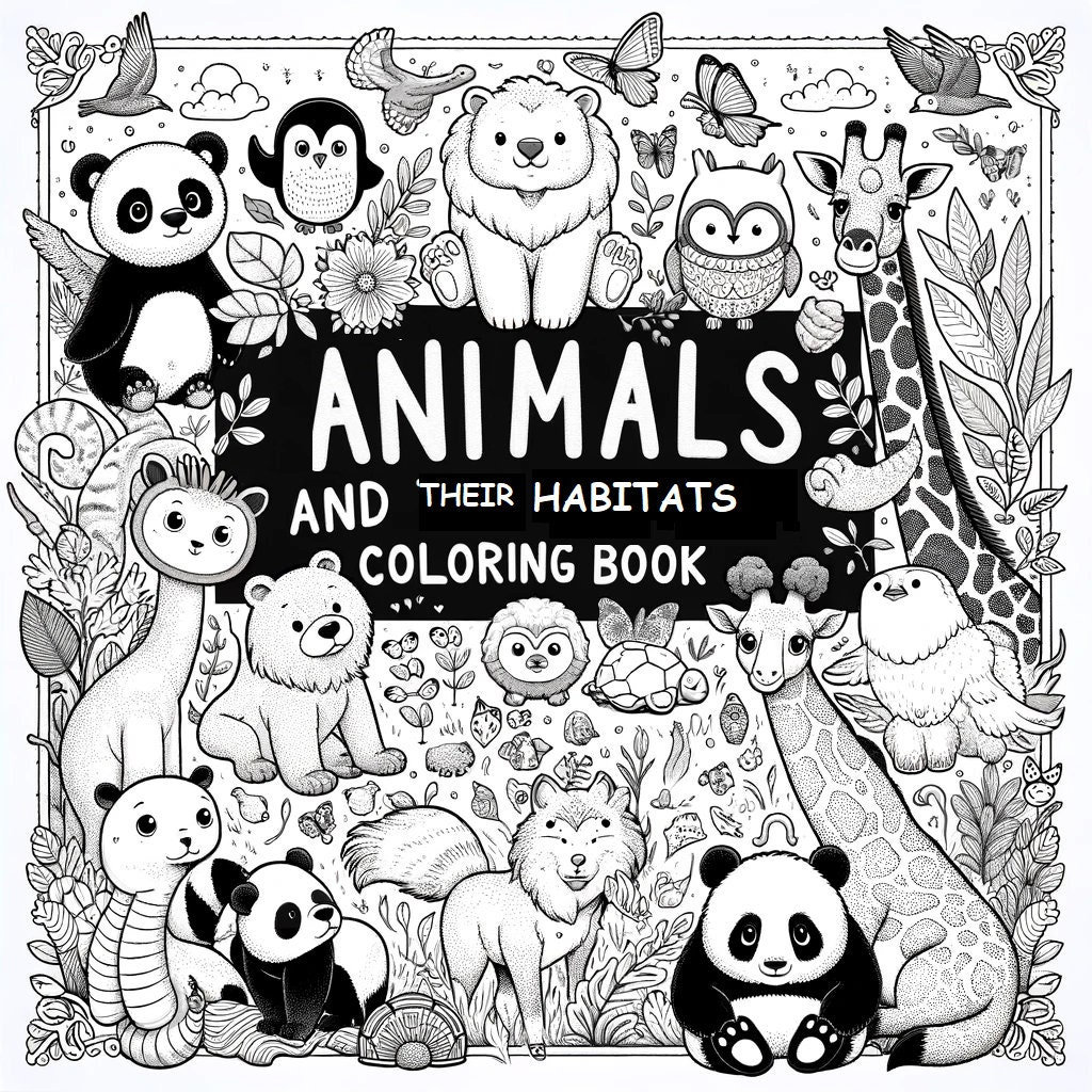 Printable Animals and Their Habitats Coloring Book 20 Coloring Pages