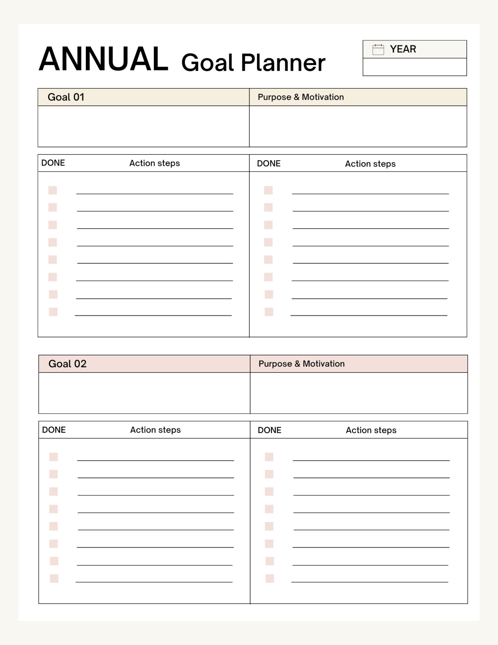 Simple Modern Printable Annual Goal Planner - Etsy