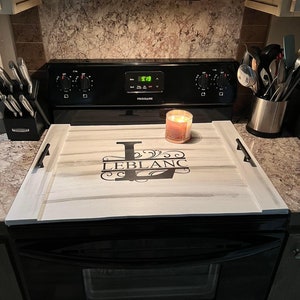 Hand Made Wood Stove Cover Distressed Black Stove Cover Farmhouse Stove  Cover Noodle Board Stove Top Cover Stove Top Tray Gas Stove Cover 