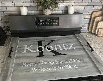 Customizable Stove Cover with Family Name, Decorative Kitchen Noodle Board