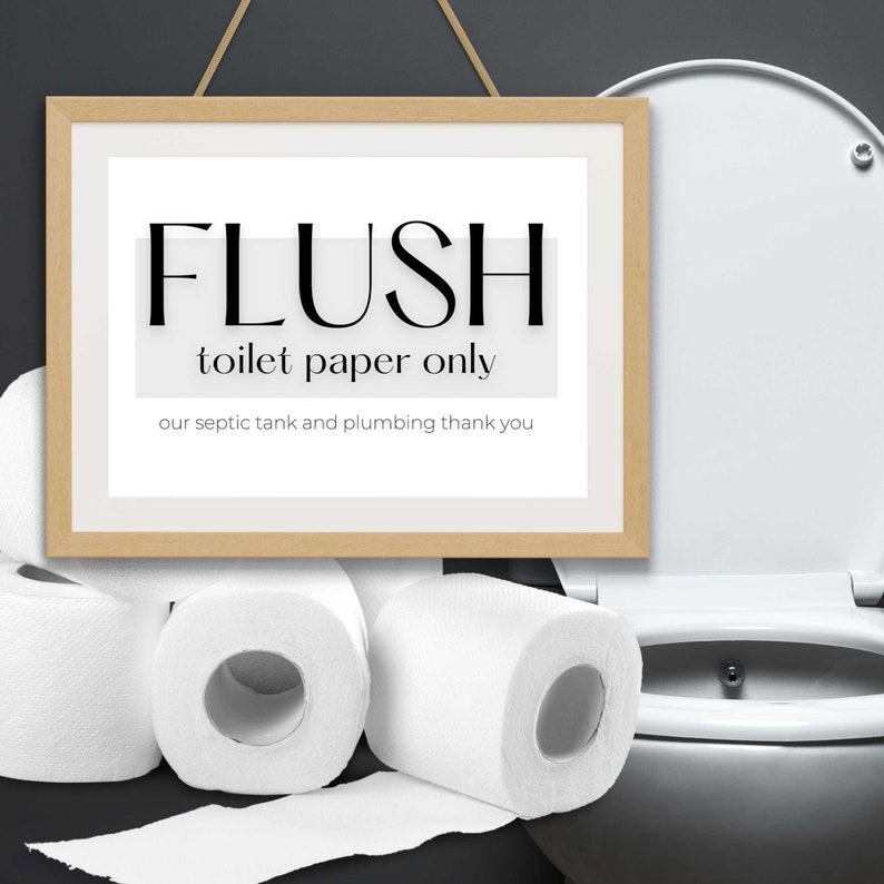 Airbnb Flush Toilet Paper Only Sign Septic Tank Reminder, Airbnb Toilet ...