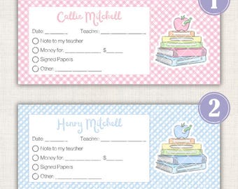 Personalized School Communication Envelopes |  School, Teacher Notes, Money, Papers | Printed (Set of 20)