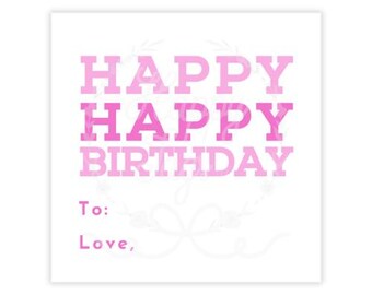 Etiquetas para presentes de aniversário "Feliz Aniversário" | Download digital instantâneo em PDF