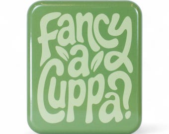 TINIT Tea Bag Travel Tin 'Fancy a Cuppa?' - Portable Metal Tea Bag Storage Box Teabags, Pocket-Sized Container Commuting Gifts Lovers Coffee