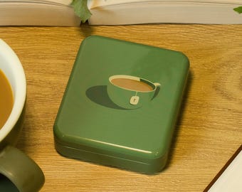 TINIT Tea Bag Travel Tin 'Teacup' - Portable Metal Tea Bag Storage Box Teabags, Pocket-Sized Container Commuting Gifts Tea Lovers Coffee