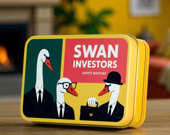 Swan Investors - Match Tin | Metal Box Storage Matches Firelighters Starter Housewarming Fireside Gift Christmas Stocking Filler Present