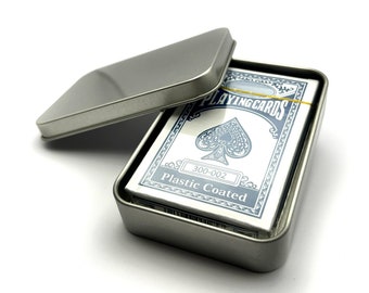 Playing Card Tin Metal Case Holder Storage Travel Silver Box Poker Casino Cards Games