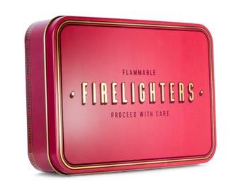 Firelighter Tin Metal Box Storage Matches Housewarming Fireside Gift Christmas Stocking Filler Firestarter Candle Mantel Decor Home new BBQ