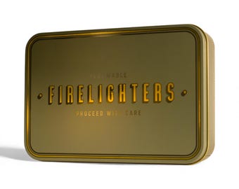 Firelighter Tin Metal Box Storage Matches Housewarming Fireside Gift Christmas Stocking Filler Firestarter Candle Mantel Decor Home new BBQ