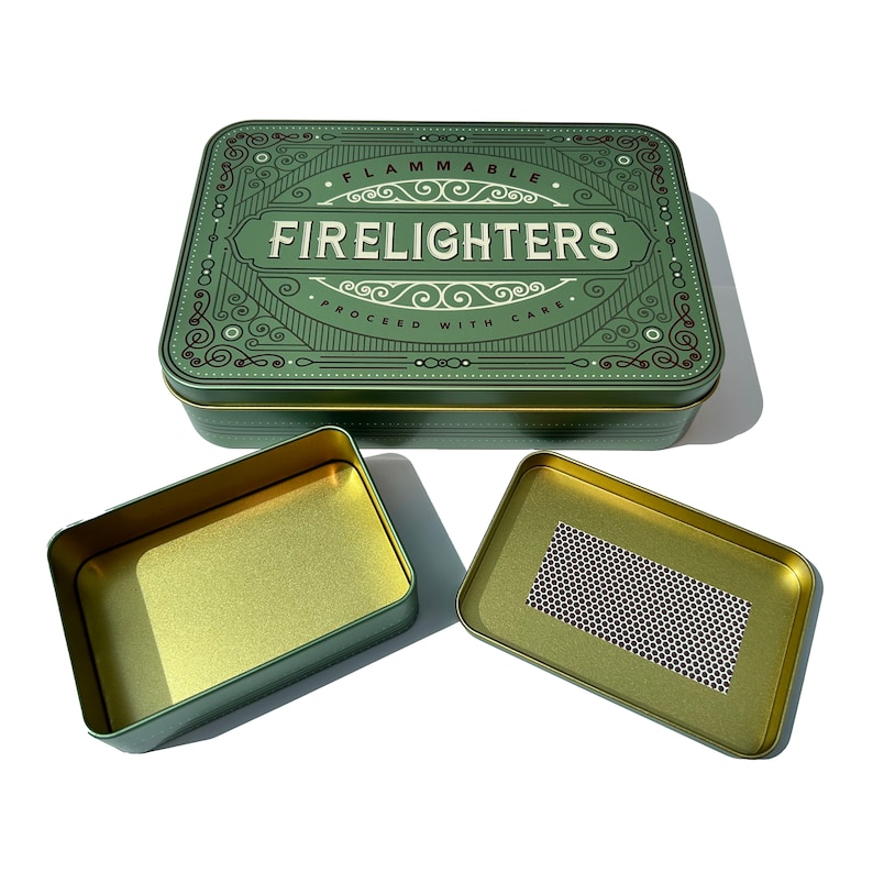 Firelighter Box Metal Tin Storage Holder Fire Lighters Matches Etsy UK