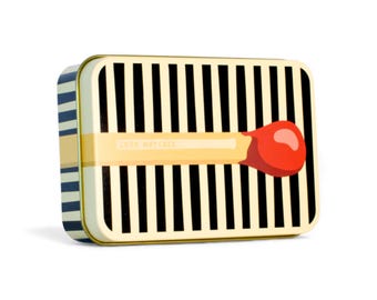 Long Match Tin Metal Box Storage Matches Firelighter Housewarming Fireside Gift Christmas Stocking Filler Present Candle Mantel Decor Home