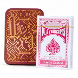 TINIT's Playing Card Tin Metal Box Case Cards Game Stocking Filler Gift Wooden Poker Container Christmas Mens Boys Kids Teen Gift Present