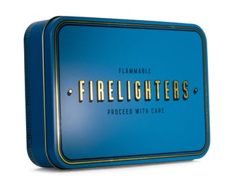 Firelighter Tin Metal Box Storage Matches Housewarming Fireside Gift Christmas Stocking Filler Firestarter Candle Mantel Decor Home new BBQ
