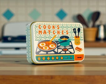Cook's Matches - Match Tin | Metal Box Storage Matches Firelighters Starter Housewarming Fireside Gift Christmas Stocking Filler Present
