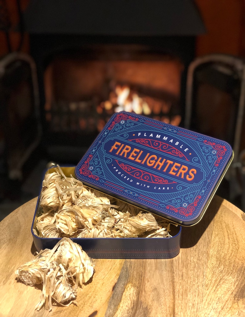 Firelighter Box Tin Metal Storage Holder Firelighters Matches Etsy UK