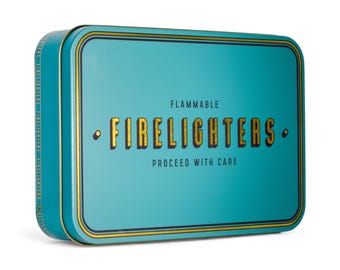 Firelighter Tin Metal Box Storage Matches Housewarming Fireside Gift Christmas Stocking Filler Firestarter Candle Mantel Decor Home new BBQ