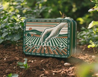 TINIT's Seed Storage Tin Gardening Gift Plants Gardener Present Grandad Dad Grandma Organise Plants Bulbs Mum Old Box Birthday Christmas