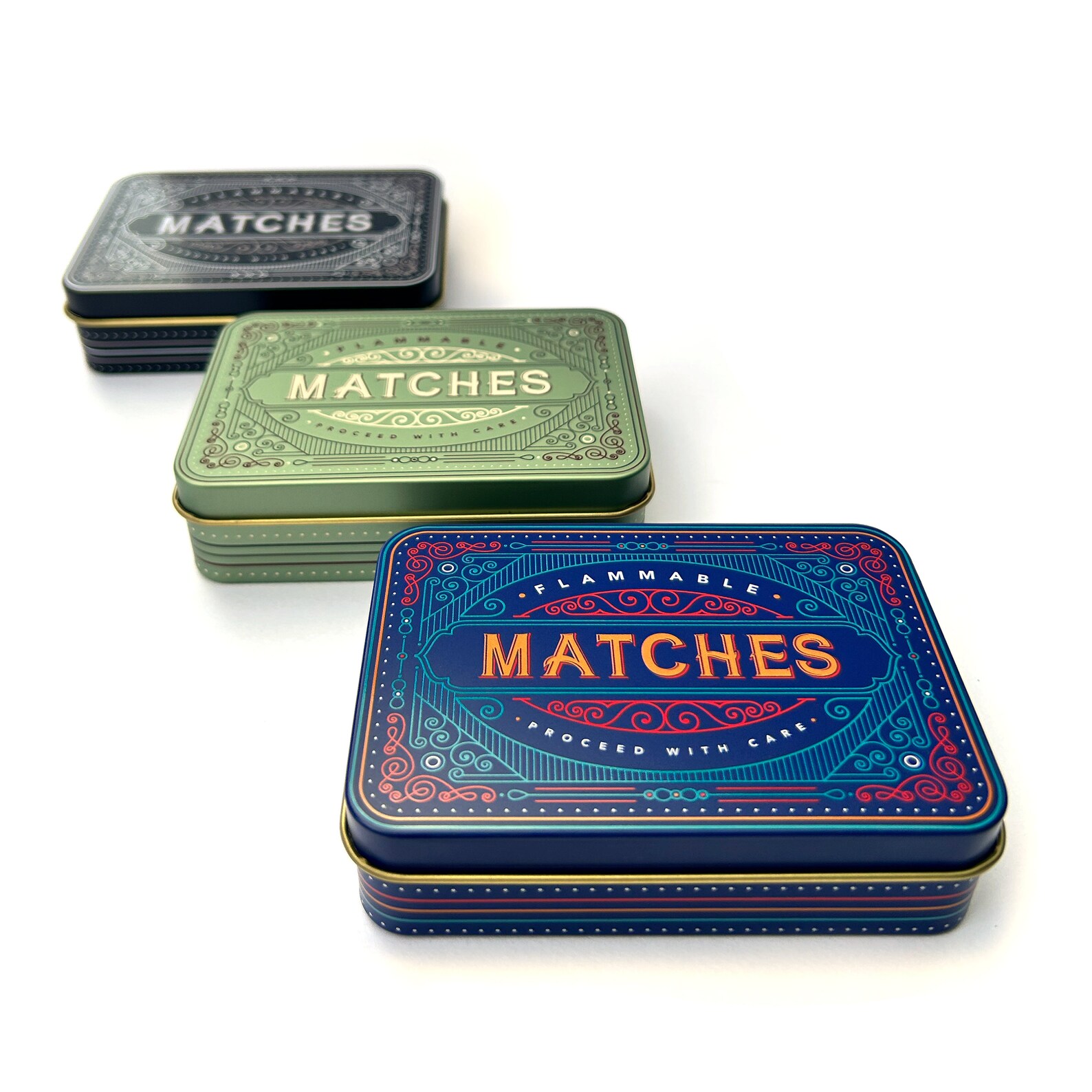 Matchbox Match Tin Metal Box Storage Holder Matches Firelighters ...