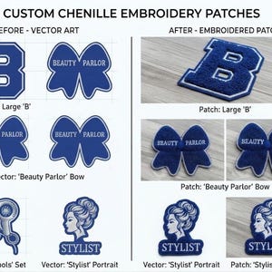Custom Chenille Cheer Bow Patch, Personalized Cheerleader Letterman Jacket Applique, School Spirit Sports Award Patch