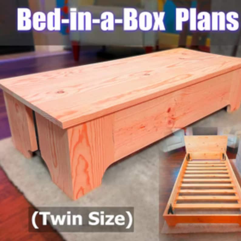 May include: A wooden bed frame in a box, ready to be assembled. The frame is made of natural wood and has a simple design. The bed is a twin size. The image also shows the assembled bed frame with slats.