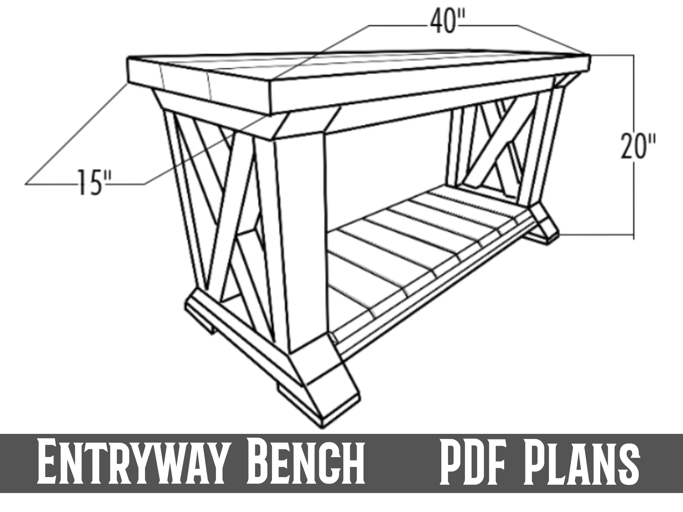 DIY Rustic Entryway Bench Woodworking Plans (PDF) - Etsy