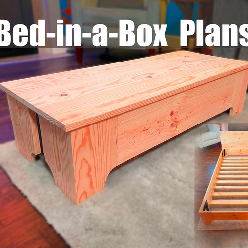 Folding Bed in a Box Plans Woodworking Project Etsy