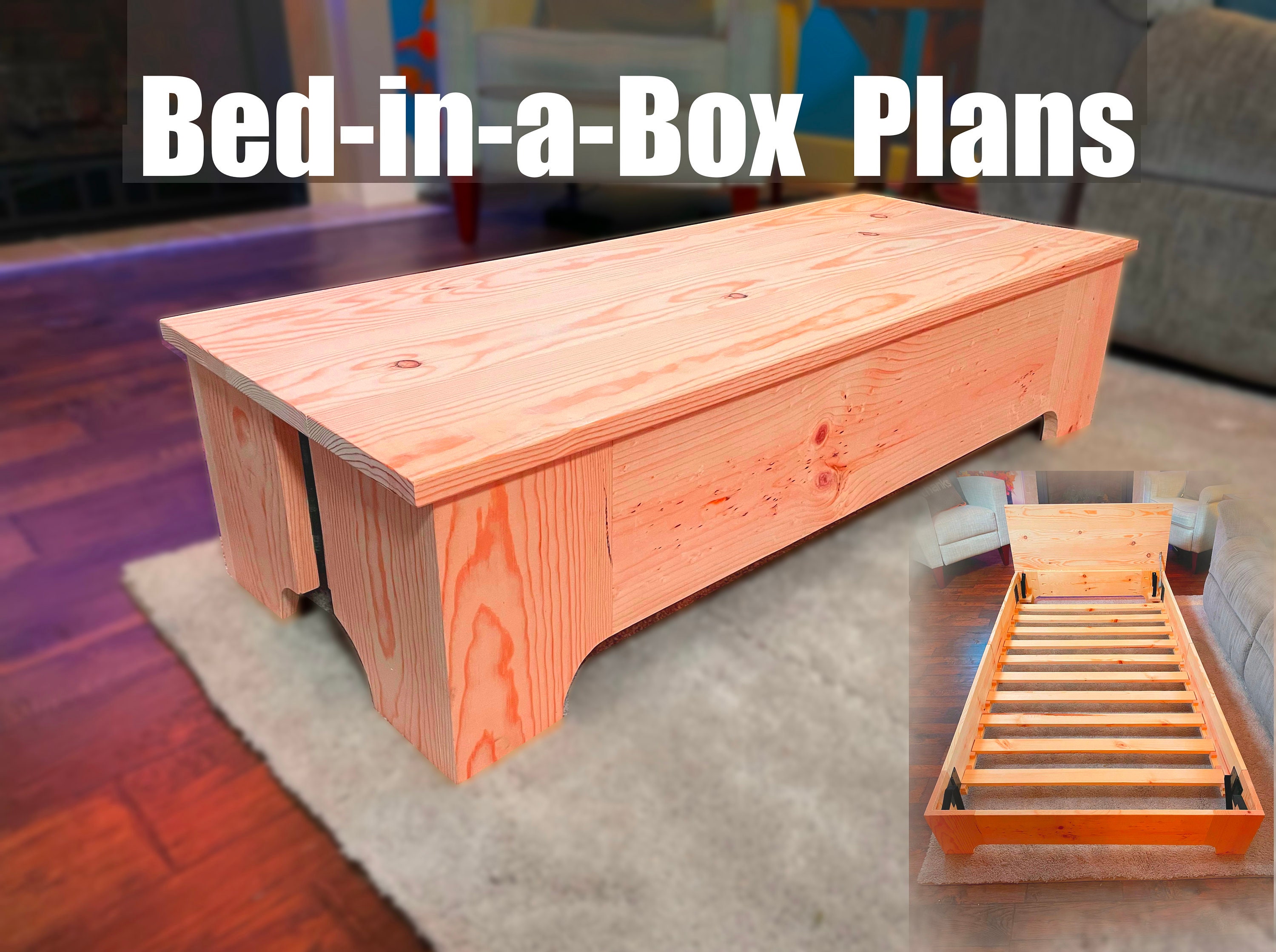 Folding Bed in a Box Plans Woodworking Project Etsy