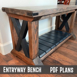 Woodworking Plans ~ DIY Rustic Entryway Bench ~ Furniture Plans ~ Plans for Woodworker ~ PDF Woodworking Plans | Woodworking Gifts