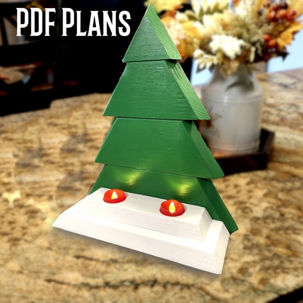 Wooden Christmas Tree Candle Holder ~ PDF Plans | Woodworking Plans | Plans for Wooden Christmas Tree