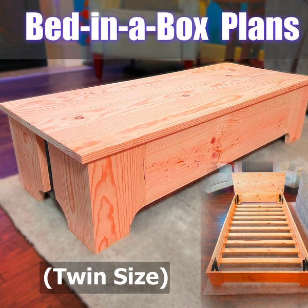 Woodworking Plans: DIY Folding Bed in a Box - PDF Plans for Woodworking - Compact Foldable Bed Plans | Woodworking Gifts