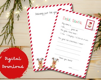 Printable Letter To Santa,Drawing To Santa,Christmas Santa Letter,Kids Letter to Santa,Printable Letter To Santa, Christmas Wish List