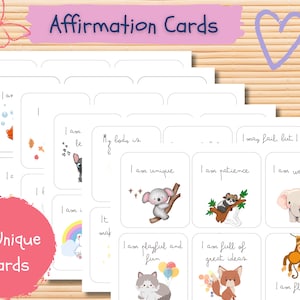 Affirmationskarten für Kinder, druckbare Motivationskarten, Positivitätskarten für Kinder, Montessori-Lernkarten, tägliches Mantra für Kinder zur psychischen Gesundheit