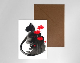 Postcard - Poppy Cat - birthday card, Christmas card, greeting card