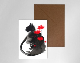 Postal - Poppy Cat - tarjeta de cumpleaños, tarjeta de Navidad, tarjeta de felicitación