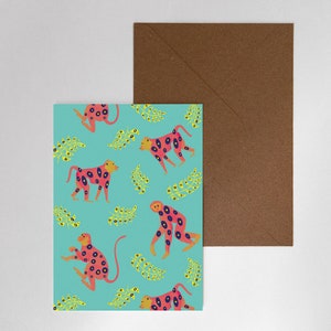 Carte postale illustrée - Singes colorés plusieurs options à choix, carte anniversaire, carte de Noël, carte de voeux