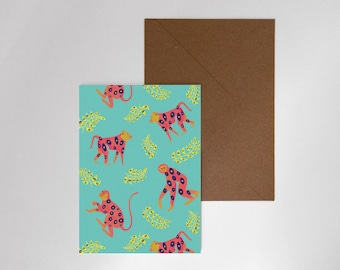 Postal ilustrada - Monos de colores varias opciones para elegir, tarjeta de cumpleaños, tarjeta de Navidad, tarjeta de felicitación