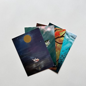 Pack 4 cartes de voeux "Kids" - 4 cartes postales avec enveloppe kraft - Dessins originaux, voeux, carte anniversaire