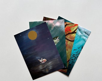 Pack of 4 "Kids" greeting cards with kraft envelope