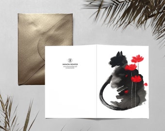 Double greeting card - Poppy cat