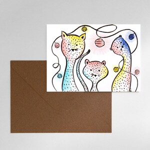 Carte postale - Chats loutres, carte anniversaire, carte de voeux