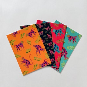 Pack 4 cartes de voeux "Singes" avec enveloppe - motif enfantin singes colorés