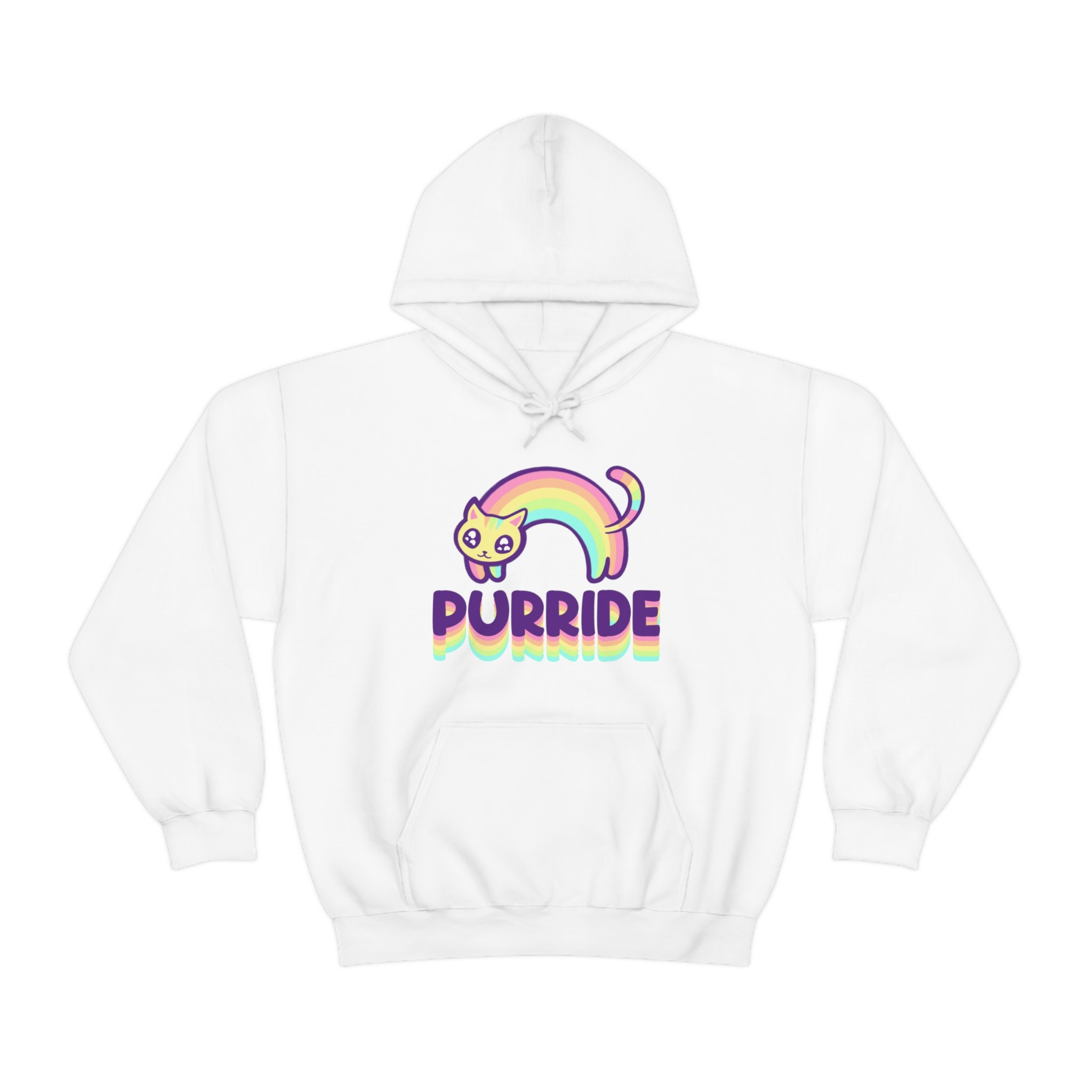 Rainbow Cat Hoodie for Pride Month LGBTQ Pride Hoodie for Etsy